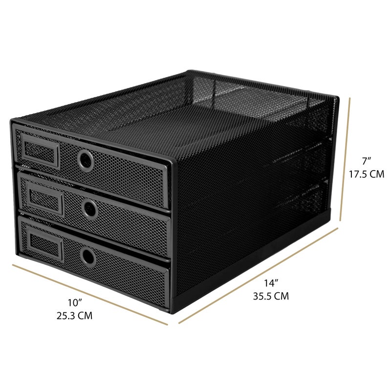 EXERZ Paper Sorter 3 Tier Drawers A4 / Multifunctional Desk Organiser/Letter Tray - Documents, Magazines, Notebooks and Letters - Image 2